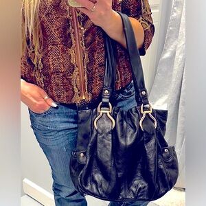 Gorgeous, Genuine Black Pebbled Leather handbag NWOT by B. Makowsky